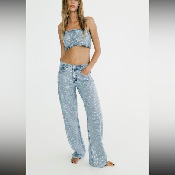 a whole set of rhinestone of jeans and crop top - Picture 3 of 13